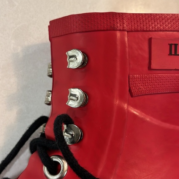 Isle Jacobsen Womens Short Rain Boots Red 36 Lace Up Cotton Lining Sustainable - Picture 8 of 15